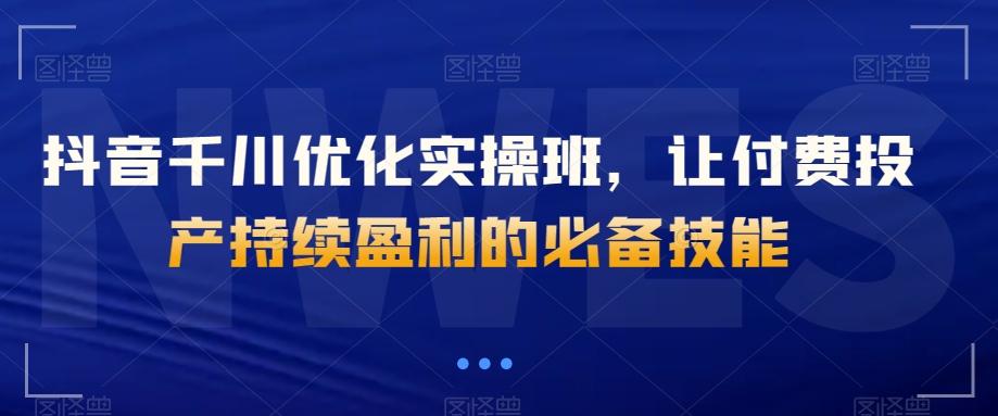 抖音千川优化实操班，让付费投产持续盈利的必备技能-创新Ovo