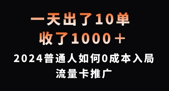 一天出了10单，收了1000+，2024普通人如何0成本入局流量卡推广【揭秘】-创新Ovo