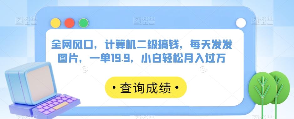 全网风口，计算机二级搞钱，每天发发图片，一单19.9，小白轻松月入过万【揭秘】-创新Ovo