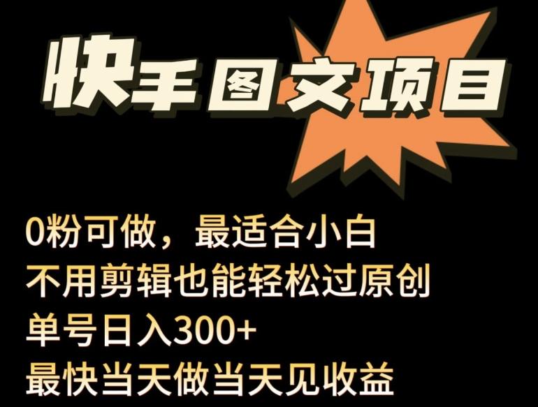 24年最新快手图文带货项目，零粉可做，不用剪辑轻松过原创单号轻松日入300+【揭秘】-创新Ovo