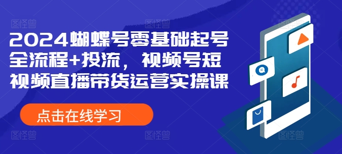 2024蝴蝶号零基础起号全流程+投流，视频号短视频直播带货运营实操课-创新Ovo