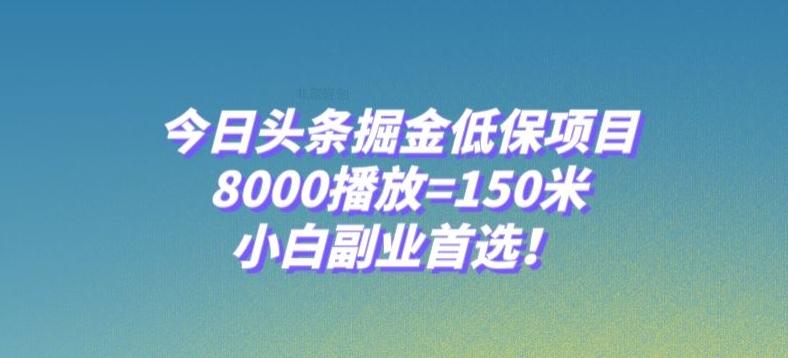 今日头条掘金低保项目，8000播放=150米，小白副业首选【揭秘】-创新Ovo