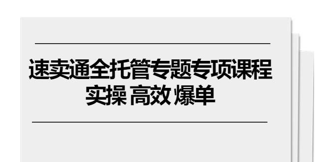 速卖通 全托管专题专项课程，实操 高效 爆单(11节课-创新Ovo