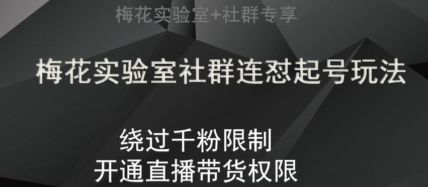 梅花实验室社群连怼起号玩法，视频号绕过千粉限制，开通直播带货权限【揭秘】-创新Ovo