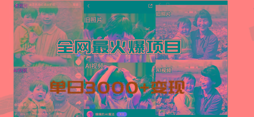 全网爆火的AI让老照片动起来教程，蹭热点日赚3000+，内含免费工具一键…-创新Ovo