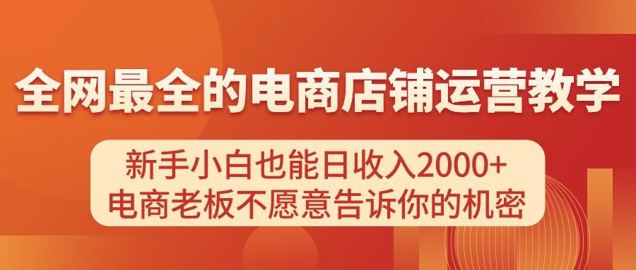 电商店铺运营教学，新手小白也能日收入2000+，电商老板不愿意告诉你的机密-创新Ovo
