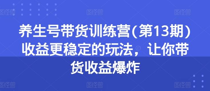 养生号带货训练营(第13期)收益更稳定的玩法，让你带货收益爆炸-创新Ovo
