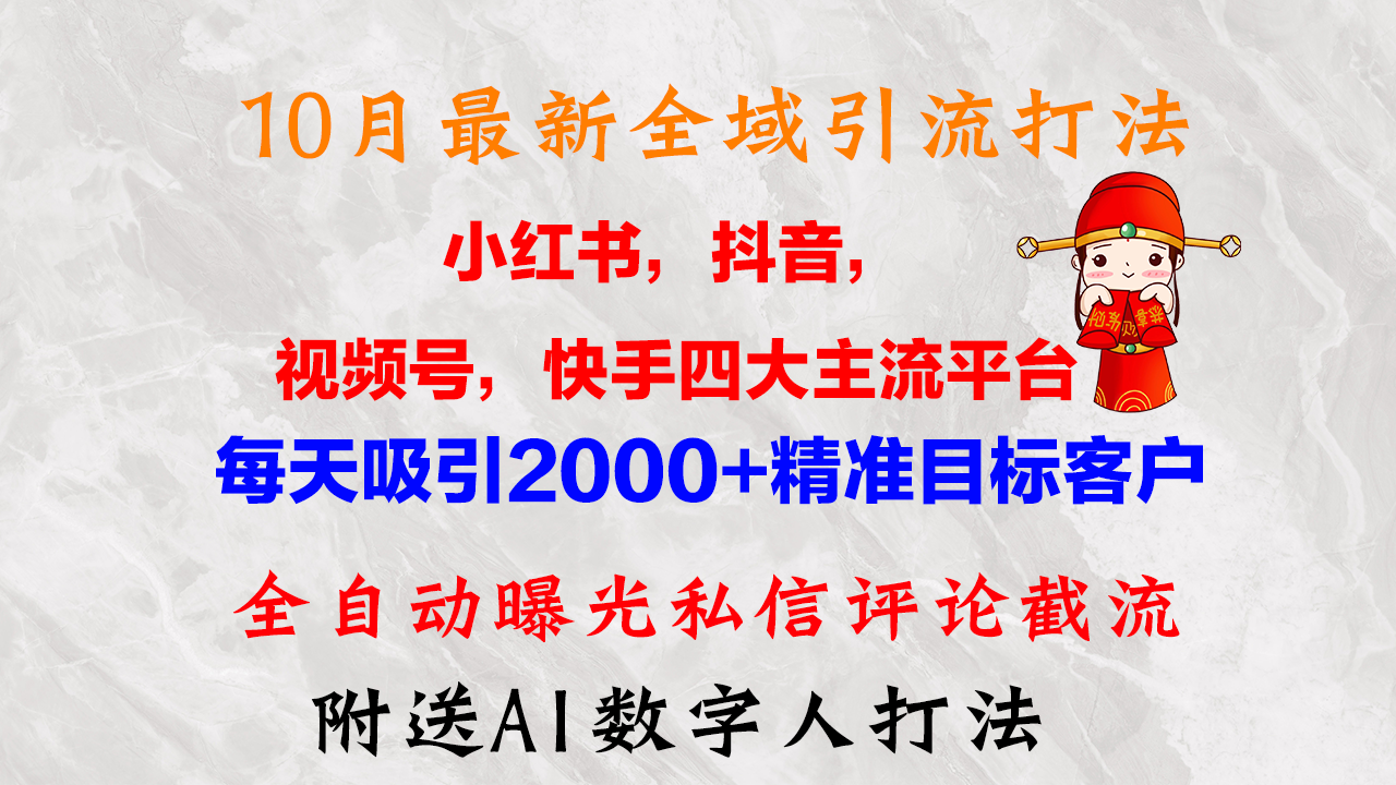 10月最新小红书，抖音，视频号，快手四大平台全域引流，，每天吸引2000…-创新Ovo
