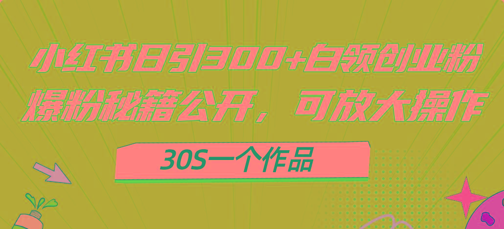 小红书日引300+高质白领创业粉，可放大操作，爆粉秘籍！30s一个作品-创新Ovo