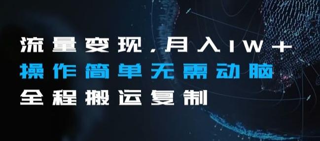 流量变现，月入1W+操作简单无需动脑全程搬运复制【揭秘】-创新Ovo