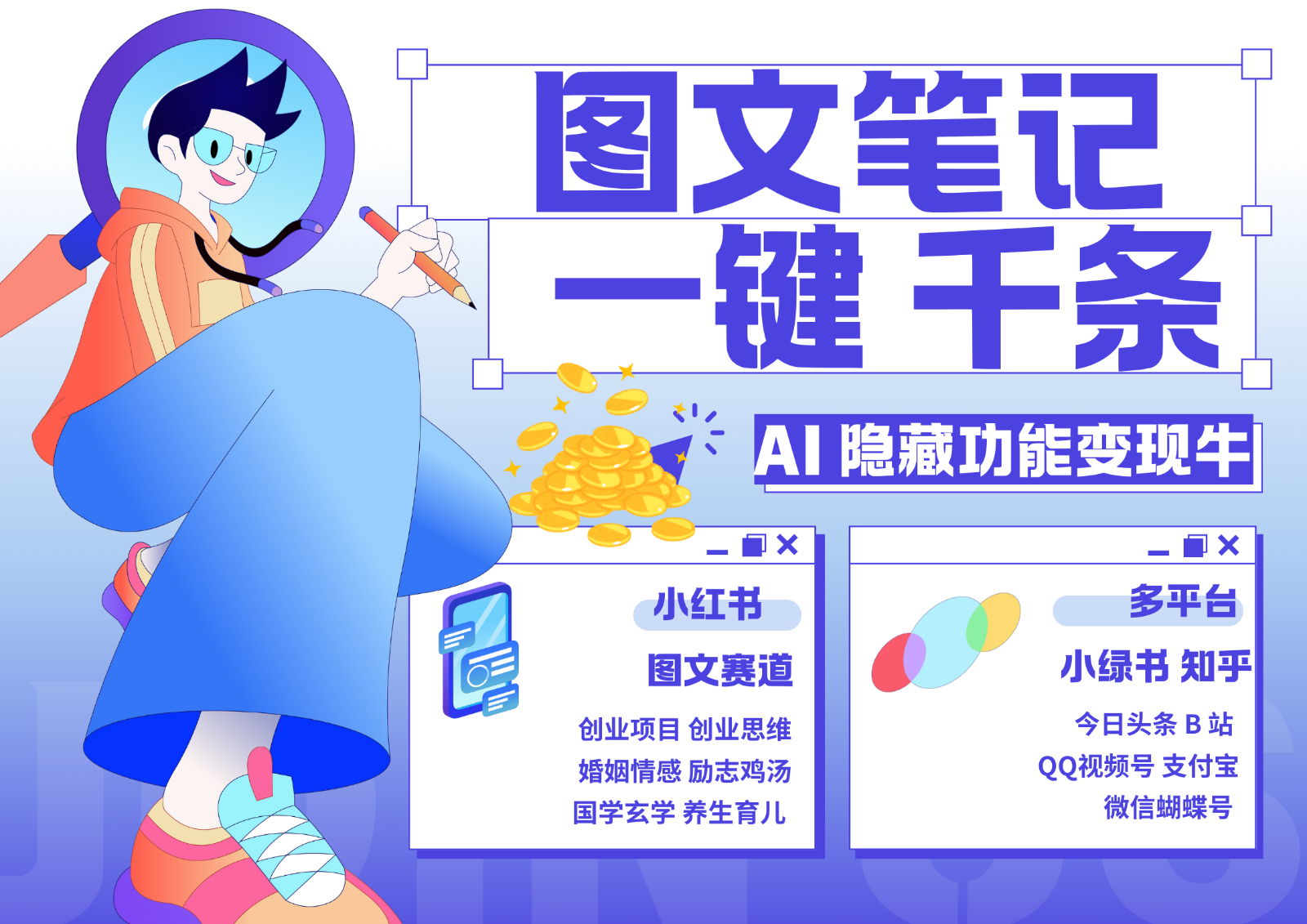 1键生成数千条图文 创业国学 秒生笔记 小红书小绿书图文 轻松引流 变现30000+-创新Ovo