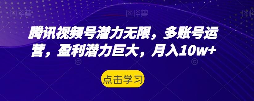 腾讯视频号潜力无限，多账号运营，盈利潜力巨大，月入10w+-创新Ovo