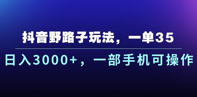 抖音野路子玩法，一单35.日入3000+，一部手机可操作-创新Ovo