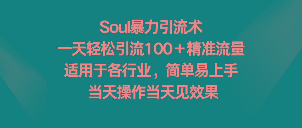 Soul暴力引流术，一天轻松引流100＋精准流量，适用于各行业，简单易上手！-创新Ovo