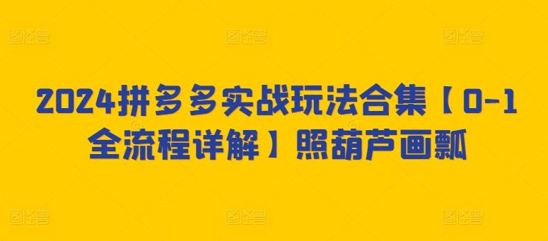 2024拼多多实战玩法合集【0-1全流程详解】照葫芦画瓢-创新Ovo