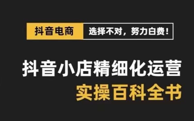 抖音小店精细化运营百科全书，保姆级运营实操讲解-创新Ovo