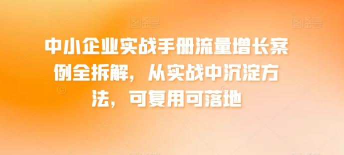 中小企业实战手册流量增长案例全拆解，从实战中沉淀方法，可复用可落地-创新Ovo