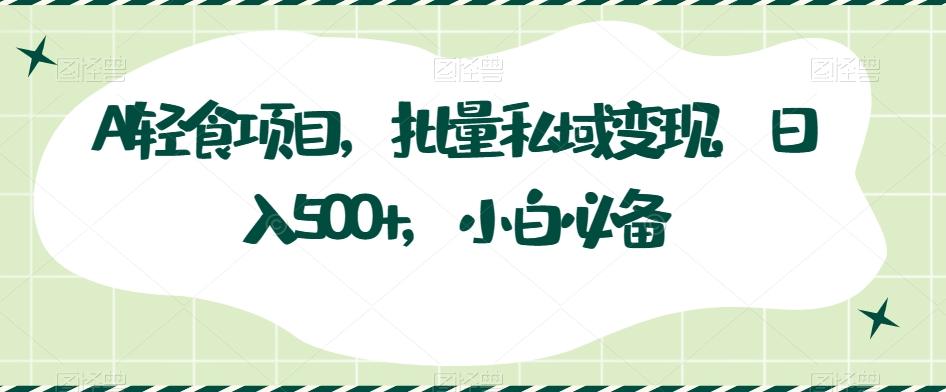 AI轻食项目，批量私域变现，日入500+，小白必备-创新Ovo