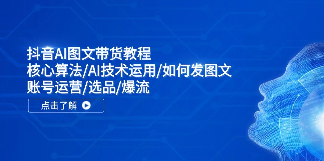 抖音AI图文带货教程：核心算法/AI技术运用/如何发图文/账号运营/选品/爆流-创新Ovo