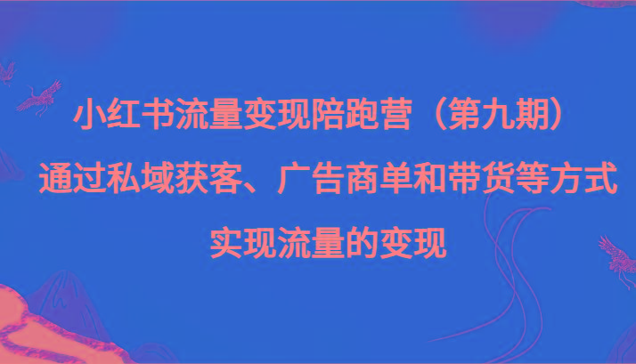 小红书流量变现陪跑营（第九期）通过私域获客、广告商单和带货等方式实现流量变现-创新Ovo
