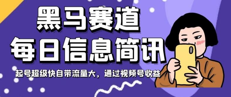黑马赛道每日信息简讯，起号超级快自带流量大，通过视频号收益【揭秘】-创新Ovo