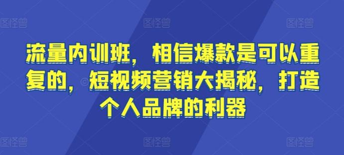 流量内训班，相信爆款是可以重复的，短视频营销大揭秘，打造个人品牌的利器-创新Ovo