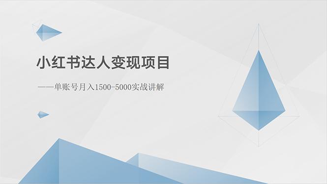 小红书达人变现项目：单账号月入1500-3000实战讲解-创新Ovo