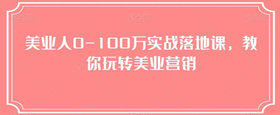 美业人0-100万实战落地课，教你玩转美业营销-创新Ovo