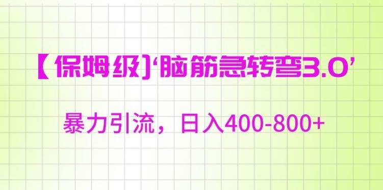 保姆级脑筋急转弯3.0，暴力引流，日入400-800+【揭秘】-创新Ovo