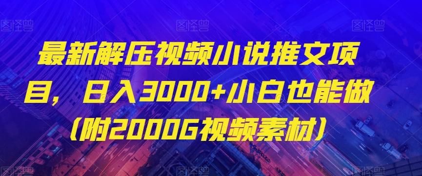 最新解压视频小说推文项目，日入3000+小白也能做（附2000G视频素材）【揭秘】-创新Ovo