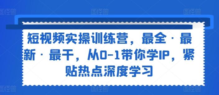 短视频实操训练营，最全·最新·最干，从0-1带你学IP，紧贴热点深度学习-创新Ovo