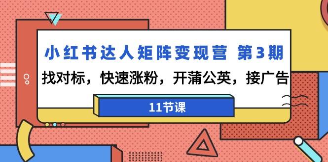 小红书达人矩阵变现营 第3期，找对标，快速涨粉，开蒲公英，接广告-11节课-创新Ovo