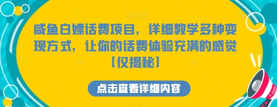 咸鱼白嫖话费项目，详细教学多种变现方式，让你的话费体验充满的感觉【仅揭秘】-创新Ovo