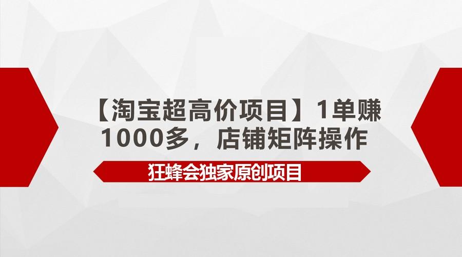 【淘宝超高价项目】1单赚1000多，店铺矩阵操作-创新Ovo