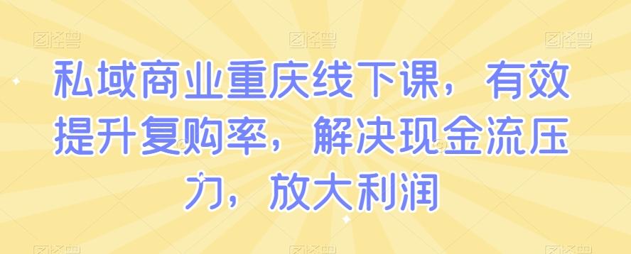 私域商业重庆线下课，有效提升复购率，解决现金流压力，放大利润-创新Ovo