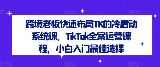 跨境老板快速布局TK的冷启动系统课，TikTok全案运营课程，小白入门最佳选择-创新Ovo