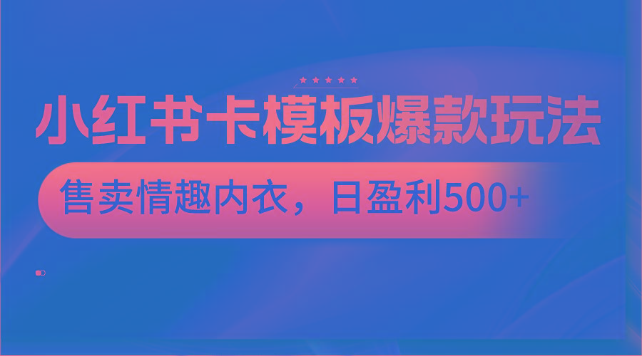 小红书卡模板爆款玩法，售卖情趣内衣，日盈利500+-创新Ovo