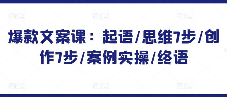 爆款文案课：起语/思维7步/创作7步/案例实操/终语-创新Ovo