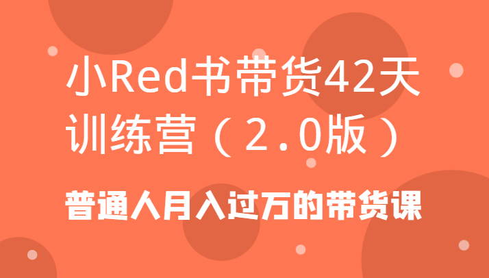 小Red书带货42天训练营(2.0版)普通人月入过万的带货课-创新Ovo
