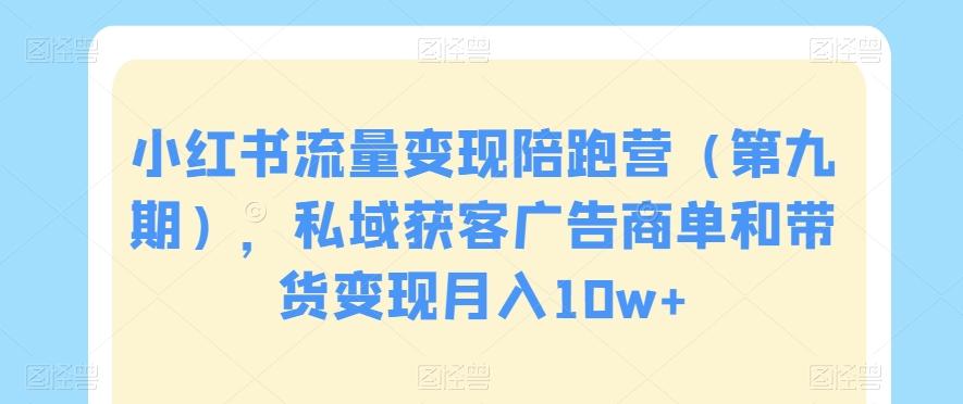 小红书流量变现陪跑营（第九期），私域获客广告商单和带货变现月入10w+-创新Ovo
