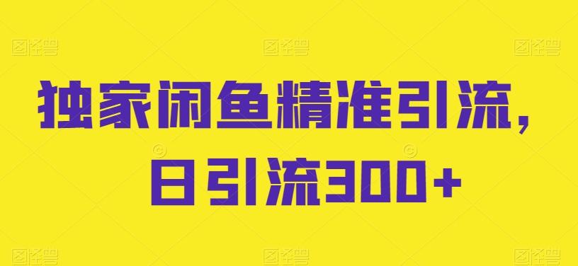 独家闲鱼精准引流，日引流300+【揭秘】-创新Ovo