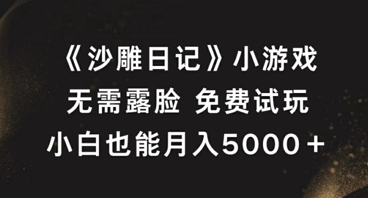 《沙雕日记》小游戏，无需露脸免费试玩，小白也能月入5000+【揭秘】-创新Ovo