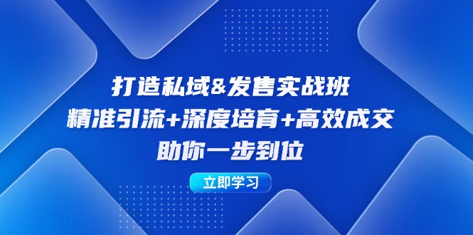 打造私域&发售实操班：精准引流+深度培育+高效成交，助你一步到位-创新Ovo