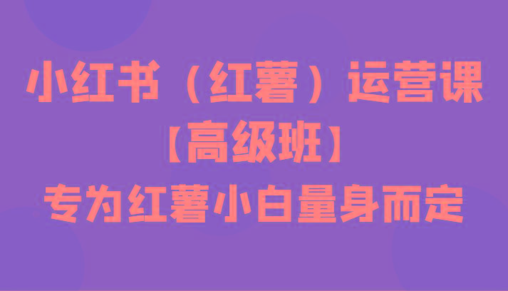 小红书(红薯)运营课【高级班】，专为红薯小白量身而定(42节课)-创新Ovo