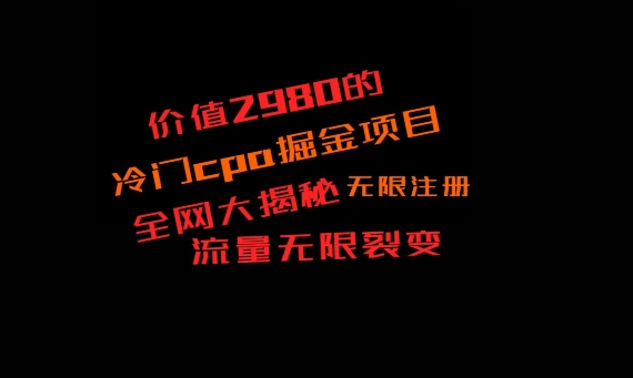 价值2980的CPA掘金项目大揭秘，号称当天收益200+，不见收益包赔双倍-创新Ovo