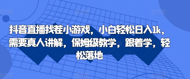 抖音直播找茬小游戏，小白轻松日入1k，需要真人讲解，保姆级教学，跟着学，轻松落地【揭秘】-创新Ovo
