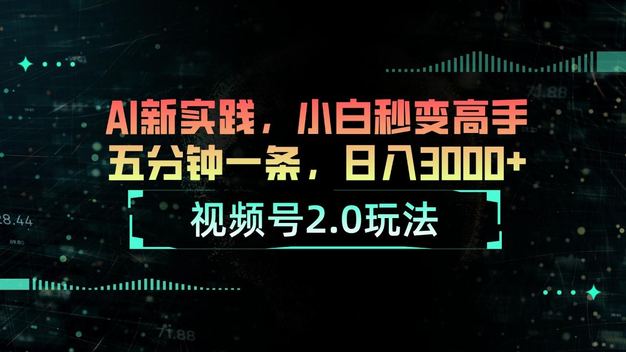 视频号2.0玩法 AI新实践，小白秒变高手五分钟一条，日入3000+-创新Ovo