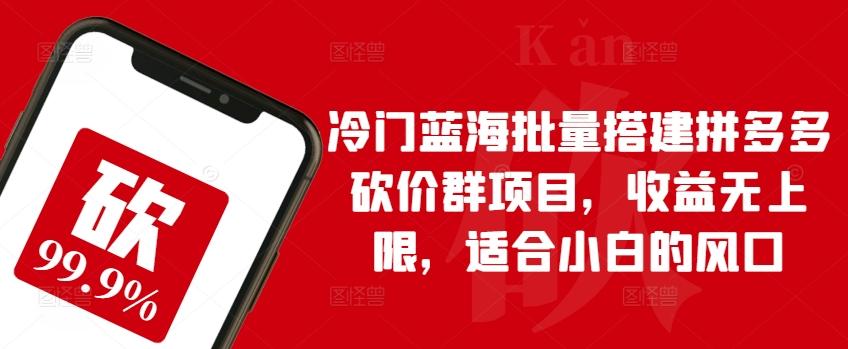 冷门蓝海批量搭建拼多多砍价群项目，收益无上限，适合小白的风口【揭秘】-创新Ovo