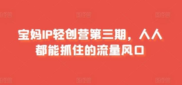 宝妈IP轻创营第三期，人人都能抓住的流量风口-创新Ovo