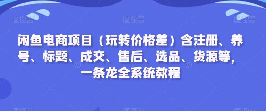 闲鱼电商项目(玩转价格差)含注册、养号、标题、成交、售后、选品、货源等，一条龙全系统教程-创新Ovo